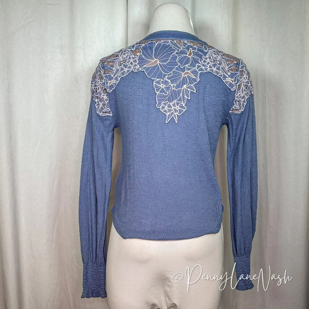 Free People Easy Breezy Henley Top Just Dusk Combo